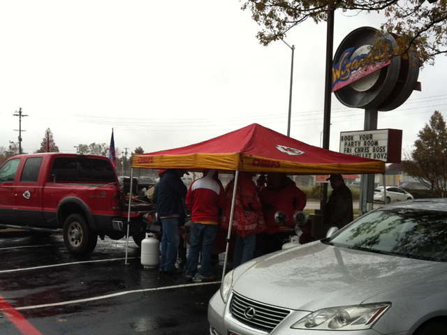 Rain or shine, the tailgate must go on.